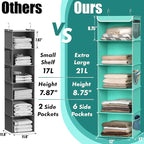 Simple Houseware 5 Shelf Hanging Closet Organizer, Turquoise