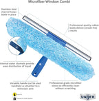 Unger Professional 2-in-1 Squeegee and Scrubber, 14” Window Cleaning Tool with Streak-Free Results, Commercial and Residential Use, Microfiber Sleeve to Clean without Scratching