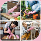 Disposable Nitrile Dishwashing Gloves, Extended 12 Inches Cuff, 6-mil, Cherry Blossom Cleaning Gloves, Latex-Free