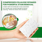 Cellulose Sponges – 24-Pack White Compressed Natural for Kitchen – Plant-Based, Biodegradable, Non-Scratch, Quick-Dry, Super-Absorbent for Dishes & Surfaces (24, White)