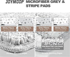 JOYMOOP Mop Replacement Pads, Reusable Microfiber Mop Pads for 13-inch Flat Mop and Mop Bucket Set, Pack of 2 Refills - Grey and Stripe