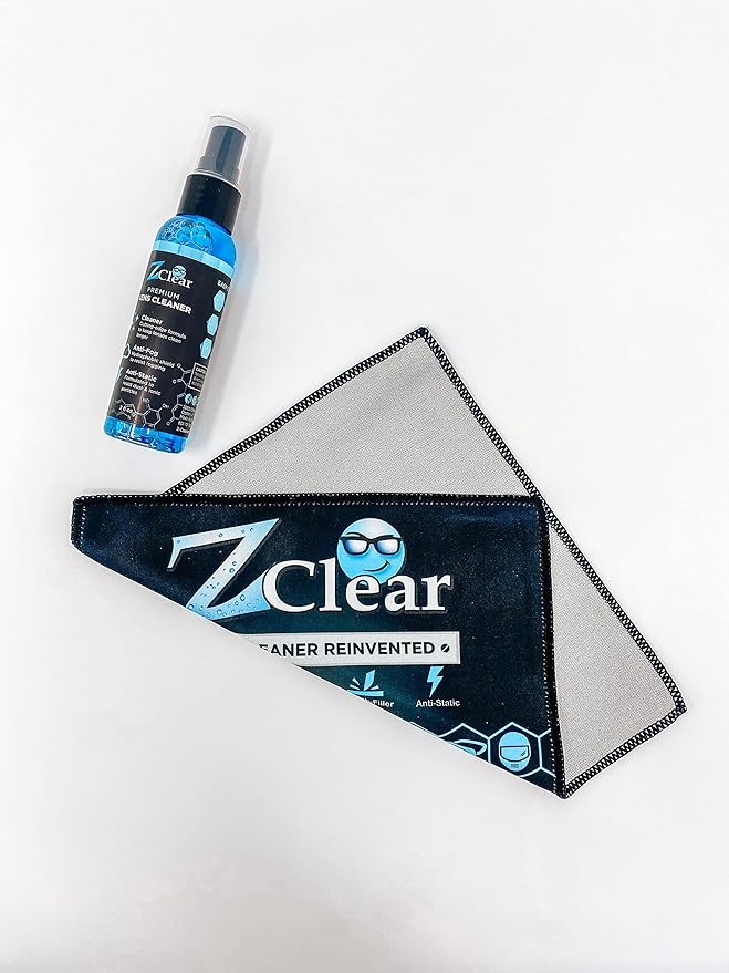 Zclear 2 oz EyeGlasses Cleaner + Micro Fiber Cleaning Cloth: Anti Fog Spray for Eye Glasses, Eye Glasses Cleaner Spray | Long Lasting | Made in USA- 1-2oz spray + Micro Fiber