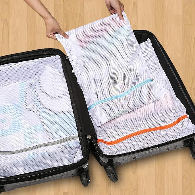 Polecasa 3Pcs Premium 125g Diamond Mesh Laundry Bags, 2 Jumbo 24 x 24 Inches Durable Laundry Wash Bags with Sturdy Zipper