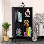 YAHARBO Small Black Narrow Bookshelf,3 Tier Modern Bookcase with Legs,Bookshelves Wood Storage Shelf,Rustic Book Shelves Cube Organizer,Display Bookcase