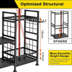 GIOTORENT 5 Tier Garden Tool Organizer, Metal Yard Tools Storage Rack, Garage Storage and Organization, Heavy Duty Garden Tool Organizer for Garage, Yard, Patio, Shed, Indoors and Outdoors, Black