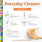 Everyday Cleaner - Multipurpose Cleaner Spray, Kitchen Counter Cleaner, Natural Cleaning Products, Multi-Surface Household Solution, 1 Empty Bottle Spray (16oz) & 2 Refills (3oz each)