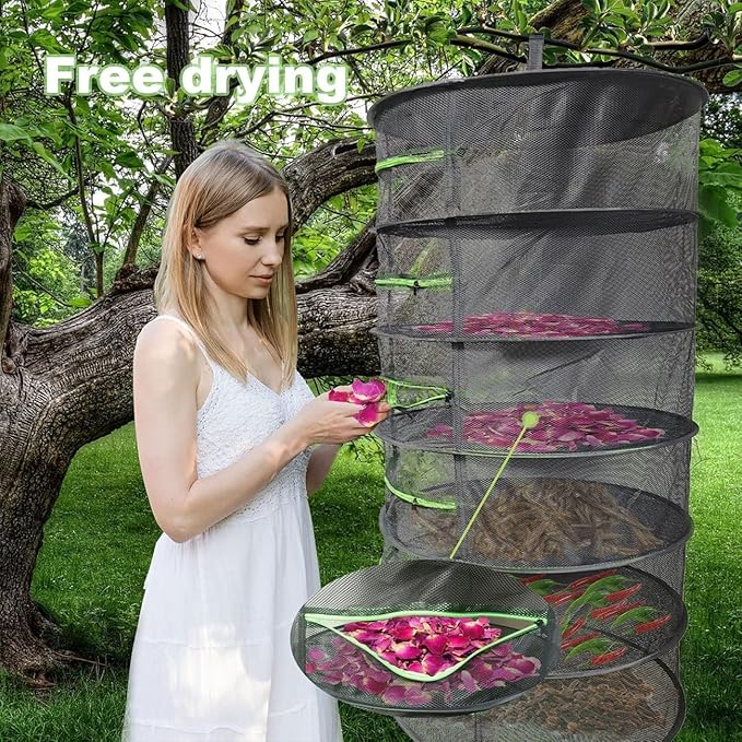 Drying Rack Plant Net Premium Mesh Tents Dryer kit Hanging Clothes Net Folding Nylon Netting Collapsible Mesh Food Dehydrator Receive Storage Carrying Bag 2/4/6 Layer 2FT (6 Layer)