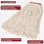 Matthew Cleaning 24oz 6Pack Cotton Floor Mop,Cotton Looped-Open String Heavy Duty String Mop Refills, Universal Headband Blend,Mop Head Replacement for Home, Industrial and Commercial Use(White)