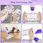 Mop Pads Refills for Swiffer Power Mop: 10 Pcs Wet Dry Disposable Pad for Multi-Surface Floor Cleaning - Mopping Replacement for Tile Hardwood - Sweeping Cloths for Home Kichen