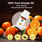 Orange Essential Oil - Pure Organic Oil for Skin, Hair, Diffuser, Spray, Cleaning, Body Massage - Orange Fruit Scent, 10mL