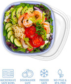 Bentgo Prep - 1-Compartment Bowls with Custom Fit Lids - Reusable, Microwaveable, Durable, PFAS & BPA-Free, Freezer and Dishwasher Safe Meal Prep Food Storage - 10 Bowls & 10 Lids (Periwinkle)