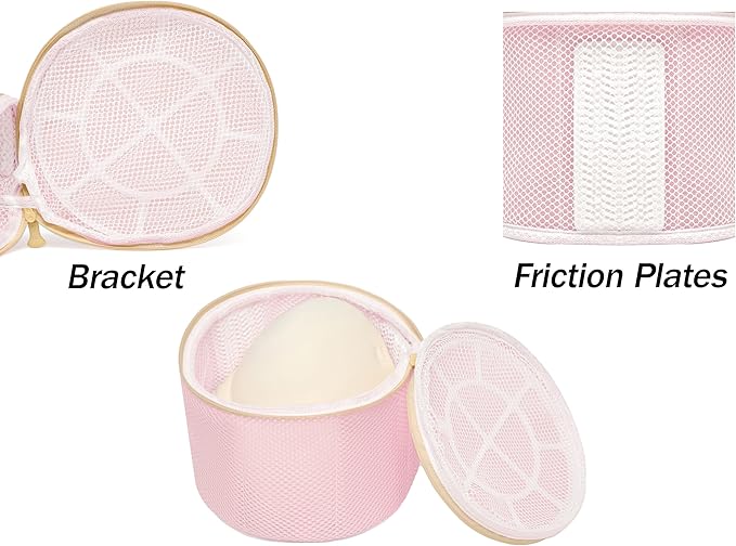 2 Pack Bra Laundry Bags for Washing Machine, Delicate Underwear Wash Bags with Anti-Deformation Structure & Fixed Friction Plates (pink)