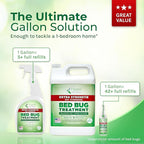 Hygea Natural Extra Strength Bed Bug & Lice Elimination Duo - Extra Strength 24 oz Lice, Bed Bug & Mite Spray & 128 oz Spray Refill - Child & Pet Friendly - Stain & Odor Free - 66% Stronger Formula
