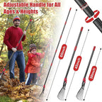 Garden Leaf Rakes for Leaves - 85" Adjustable Roof Cleaning Rake with Expandable Steel Head (8”-17”), Collapsible for Gardening Beds,Lawn,Shrub,Small Areas,Pine Needle& Camping Use