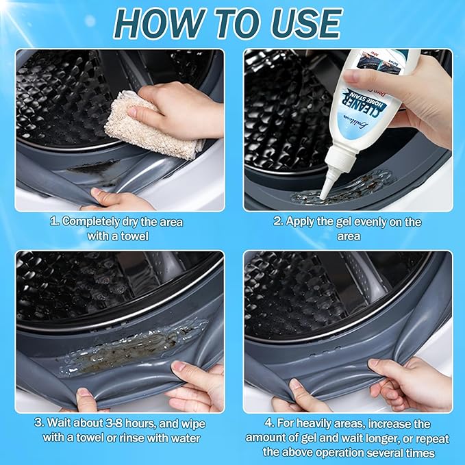 Mold Stain Cleaning Gel, Washing Machine Cleaner for Washing Machine Seal, Refrigerator Strips, Best for Home Sink, Kitchen, Showers, Household Grout Cleaner (8 Fl Oz (Pack of 1))