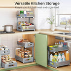 Under Sink Organizer, 2 Pack 2 Tier Pull out Cabinet Organizer Baskets with Mesh Sliding Drawers, Slide out Sink Storage Shelves for Home, Kitchen, Bathroom, Pantry, Office Organizers and Storag,Grey