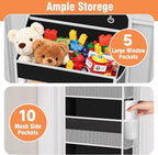 WISELIFE Over The Door Organizer - 5 Shelves Large Capacity Hanging Bedroom Storage Solution with Side Pockets for Dorm Bathroom Pantry Nursery and Baby Essentials Holds up to 40 Lbs (Black)