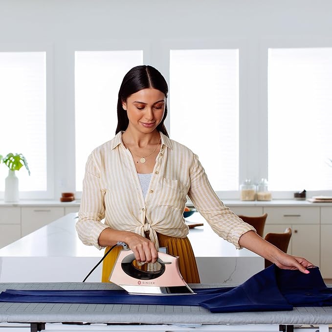 SINGER SteamCraft Steam Iron (1700W) | Steamer with Stainless Steel Plate, OnPoint Precision Tip for Hard-to-Reach Areas, Vertical Steam, Auto Shutoff & 300ml Tank Capacity – Pink