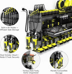 KSVO Power Tool Organizer Wall Mount with Drill Rack, Grinder Holder, Hammer & Pliers Rack, Locking Drawers, 6-Outlet Charging Shelf – Heavy Duty Metal Tool Storage for Garage, Workshop (Black)
