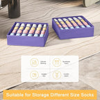 Joyoldelf Sock Drawer Organizer Divider 2 Packs Underwear Organizer, 24 Cell Closet Organizers and Storage Organizer Sock Holders Organizers for Storing Socks, Handkerchiefs, Ties, Belts (Purple)