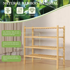 ROMGUAR CRAFT 4 Tier (Thick) Bamboo Shoe Rack for Closet Free Standing Wood Shoe Shelf for Entryway Small Space Stackable 27"x12"x28" (Natural)