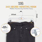 Hanger Central Premium 14 Inch Clear Pants Hangers with Adjustable Clips - 25 Pack Space-Saving Skirt Hangers - Non-Slip Heavy Duty Plastic Closet Organizers with 360° Swivel Hook