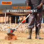 Cordless Tiller for Gardening 360 RPM Rototiller TH4000 Cultivator TaskStar Electric Garden Tiller Battery Powered Total 4000mAh,48 Heavy-Duty Steel Tines for Smooth Ground Breaking,Tending,Composting