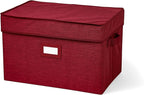 Covermates Keepsakes - Storage Box - Heavy Duty Polyester - Reinforced Handles - ID Window - Indoor Storage - Closet Storage, Red Heather