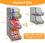 X-cosrack 6Pack Stackable Can Rack Organizer for Kitchen Pantry，Max Can Storage Holder,Durable Can Dispenser & Canned Goods Organizer for Various Ounces of Canned Food Soda Drinks, 2 Pack 3-Tier