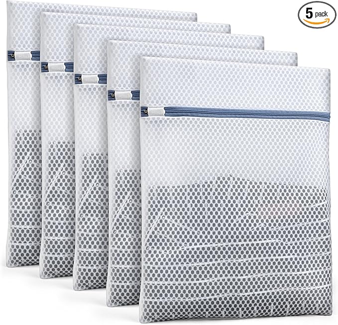 Durable Mesh Laundry Bags 5-Pack (12x16 Inch) Delicates Protector for Lingerie & Baby Clothes