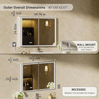 40x30 Lighted Medicine Cabinet with Mirror, Beveled Brushed Nickel Framed Surface or Recessed Fogless Dimmable LED Medicine Cabinet with Outlet, Time Display and Sensor Inner Light