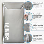 Hanging Laundry Hamper Bag XL 40x22", Space Saving over the Door Storage Bags, Behind the Door Hampers for Dirty Clothes & Wall Mounted Basket for Bathroom, Organizer for Small Room Spaces RV