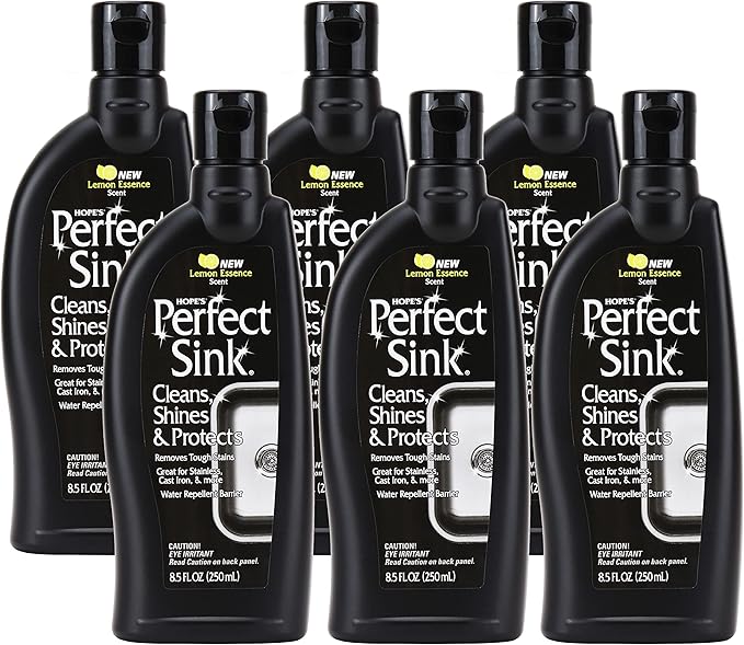HOPE'S Perfect Sink 8.5 oz Sink Cleaner and Polish, Restorative, Water-Repellant Formula, Stain Remover, Good for Brushed Stainless Steel, Cast Iron, Porcelain, Corian, Composite, 6 Pack