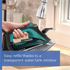 Rowenta Pro Master Stainless Steel Soleplate Steam Iron for Clothes, 210 g/min, 400 Microsteam Holes, Cotton, Wool, Poly, Silk, Linen, Nylon 1775 Watts Ironing, Garment Steamer, Powerful Steam DW8360