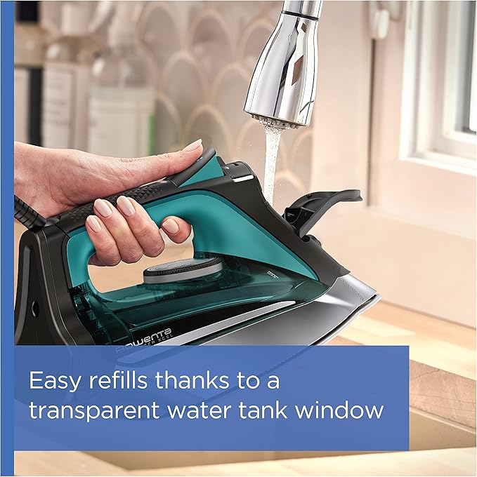 Rowenta Pro Master Stainless Steel Soleplate Steam Iron for Clothes, 210 g/min, 400 Microsteam Holes, Cotton, Wool, Poly, Silk, Linen, Nylon 1775 Watts Ironing, Garment Steamer, Powerful Steam DW8360