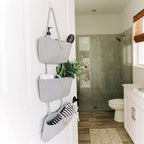 OrganiHaus 3-Tier Hanging Organizer, Gray Cotton Rope Baskets for Wall or Door – Boho Nursery & Home Storage