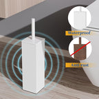 RUACQ Toilet Brush and Holder Set,Square Toilet Bowl Brush for Bathroom with 304 Stainless Steel Handle Toilet Cleaner Brush with Durable Scrubbing Bristles,Splash-Proof (White)