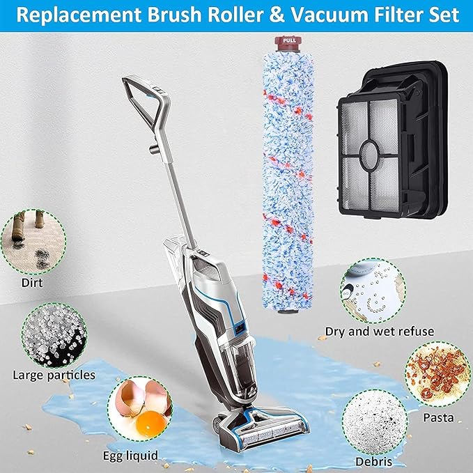 for Bissell CrossWave Vacuum Cleaner Replacement Parts 4 Pack 1868 Bissell CrossWave Multi-Surface Brush Rolls Tangle-Free+ 4 Pack 1866 Replacement Vacuum Filters Compare Part 1608683 1608684