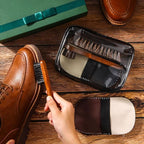 6 Pcs Horsehair Shine Shoes Brush Kit Polish Dauber Applicators Cleaning Leather Shoes Boots Care Brushes Suede Cleaner Brush with Microfiber Shoe Gloves(6 Pcs Style E)