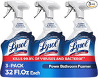 Lysol Power Foaming Bathroom Cleaner,Multipurpose Cleaner For Showers,Bathtubs,Sinks,Disinfectant Spray Kills 99.9% Of Germs,Zero Bleach Cleaning Spray,32 Oz.,(Pack of 3)