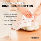 Zeppoli Classic Kitchen Towels - 6 Pack 100% Natural Cotton Towel Set, Reusable Wash Cloths, Absorbent Dish Towels, Machine Washable Hand Towels, Kitchen Essentials, 20� x 28� - Red VAR