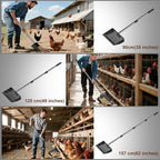 Metal Chicken Poop Scooper & Rake Scoop 10" Metal Chicken Coop Rake with Assistanted Handle Grip Heavy Duty Scoop Tool Adjustable Long Handle (36 to 62") for Coops Farm Animals