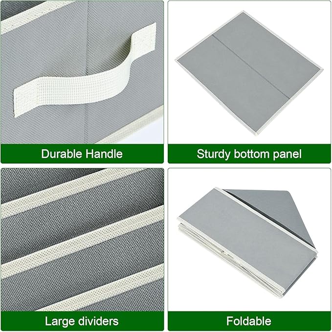 Foldable Closet Organizer with Handles - 6 Pack Fabric Wardrobe Dividers for Clothes Storage Jeans, Pants, Sweaters, T-Shirts，Light Gray