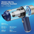 Cordless Handheld Vacuum with 12000Pa High Power Suction, 3-in-1 Air Duster & Air Blower & Pump Hand Held Vacuum, Mini Car Vacuum Cleaner for Household Chores, Flooring, Carpet, Car