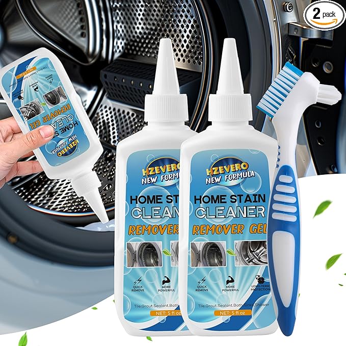Mold Stain Remover Gel, Washing Machine Cleaner for Front Loader Washer Gasket Rubber Seal Home Stain Removal Gel for Grout, Caulk, Refrigerator, Shower, Bathtub, Bathroom Cleaning Solution (10 Fl Oz)