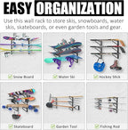 UNITEDPOWER Ski Storage Rack, Wall Mounted Snowboard Organizer Shelf, Wall Display Hanger Holds Up 3 Pairs of Skis and Poles, Garage, Home, Shed