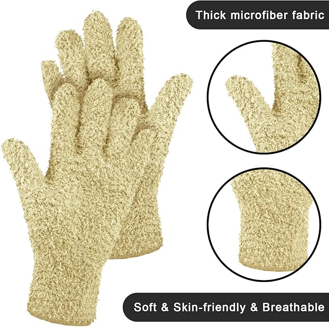 Patelai 3 Pairs Microfiber Plant Dusting Gloves Leaf Cleaning Gloves for Indoor Plants, Blinds, Furniture, House (Pink,Nude,Light Purple,Small)