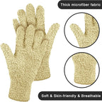 Patelai 3 Pairs Microfiber Plant Dusting Gloves Leaf Cleaning Gloves for Indoor Plants, Blinds, Furniture, House (Pink,Nude,Light Purple,Medium)