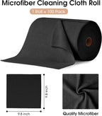 KitchLife Microfiber Cleaning Cloth Roll, 100 Pack - Tear-Away Microfiber Paper Towels, Lint-Free, Reusable, Washable for Kitchen, Car, Dishes, and Sensitive Surfaces (Black)