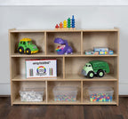 Birch Cubby Storage Organizer Bookcase, 3-Tier Open Shelves, 8-Cube Storage Organizer Display Shelf for Montessori, Kids Room, School, 34" H